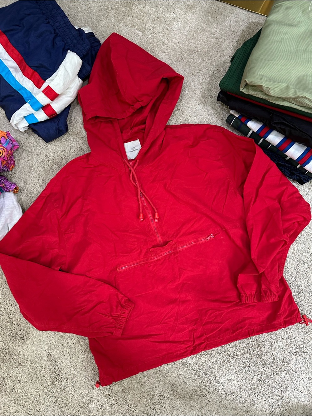 Red Pullover Anorak Hoodie - Unbranded